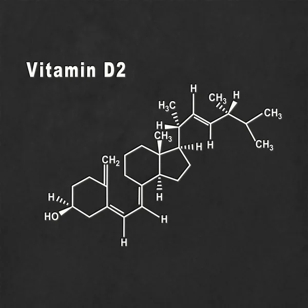 stock image Vitamin D2, Structural chemical formula white on black background