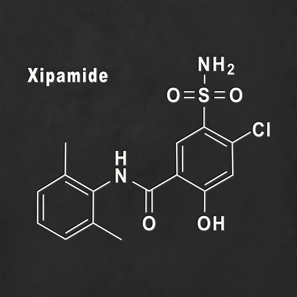 Molécula Xipamida Estructura Química Blanca Sobre Fondo Negro —  Fotos de Stock