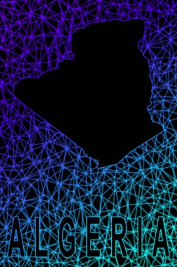 Cezayir haritası, Çokgen ağ çizgisi haritası, modern renkli harita
