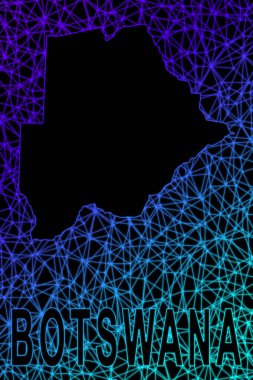 Botswana haritası, Çokgen ağ çizgisi haritası, modern renkli harita