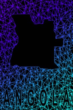 Angola haritası, Çokgen ağ çizgisi haritası, modern renkli harita