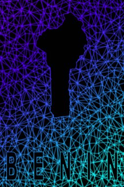 Benin haritası, Çokgen ağ çizgisi haritası, modern renkli harita