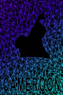 Kamerun haritası, Çokgen ağ çizgisi haritası, modern renkli harita