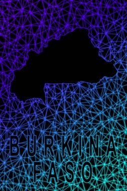 Burkina Faso haritası, Çokgen ağ çizgisi haritası, modern renkli harita