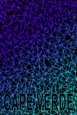 Cape Verde haritası, Çokgen ağ çizgisi haritası, modern renkli harita