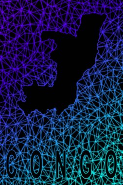 Kongo haritası, Çokgen ağ çizgisi haritası, modern renkli harita