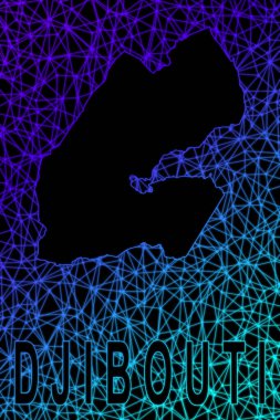 Cibuti haritası, Çokgen ağ çizgisi haritası, modern renkli harita