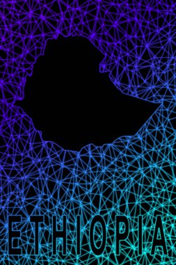 Etiyopya haritası, Çokgen ağ çizgisi haritası, modern renkli harita