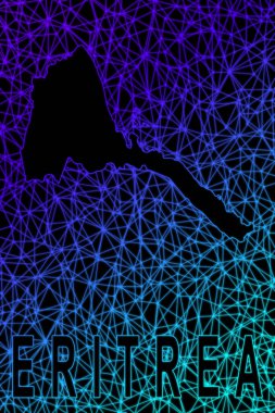 Eritre haritası, Çokgen ağ çizgisi haritası, modern renkli harita