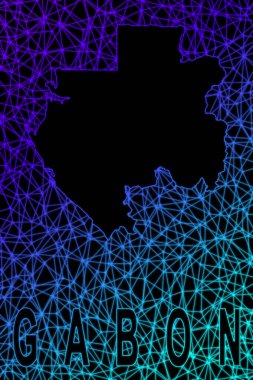 Gabon haritası, Çokgen ağ çizgisi haritası, modern renkli harita