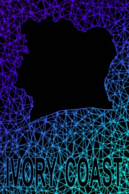 Fildişi Sahili haritası, Çokgen ağ çizgisi haritası, modern renkli harita