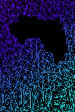 Gine haritası, Çokgen ağ çizgisi haritası, modern renkli harita