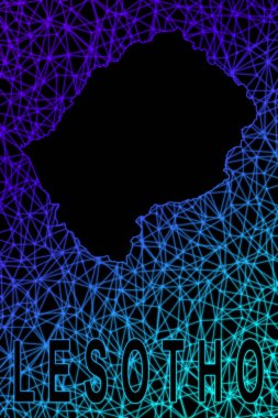 Lesotho haritası, Çokgen ağ çizgisi haritası, modern renkli harita