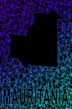 Moritanya haritası, Çokgen ağ çizgisi haritası, modern renkli harita