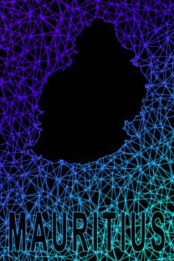 Mauritius haritası, Çokgen ağ çizgisi haritası, modern renkli harita