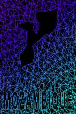 Mozambik haritası, Çokgen ağ çizgisi haritası, modern renkli harita