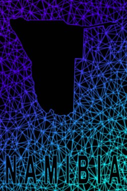 Namibya haritası, Çokgen ağ çizgisi haritası, modern renkli harita
