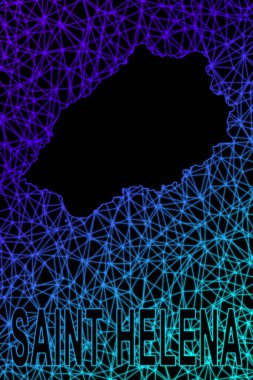 Saint Helena haritası, Çokgen ağ çizgisi haritası, modern renkli harita