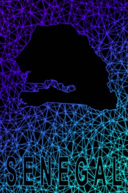 Senegal haritası, Çokgen ağ çizgisi haritası, modern renkli harita