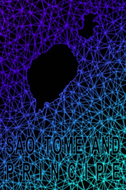 Sao Tome ve Principe haritası, Çokgen ağ çizgisi haritası, modern renkli harita