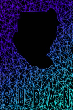 Sudan haritası, Çokgen ağ çizgisi haritası, modern renkli harita