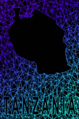 Tanzanya haritası, Çokgen ağ çizgisi haritası, modern renkli harita