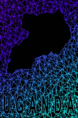 Uganda haritası, Çokgen ağ çizgisi haritası, modern renkli harita