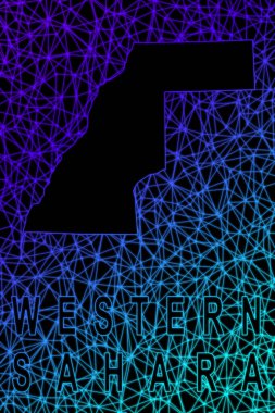 Batı Sahra haritası, Çokgen ağ çizgisi haritası, modern renkli harita