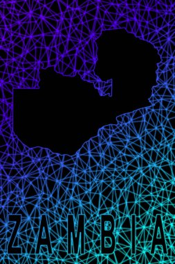 Zambiya haritası, Çokgen ağ çizgisi haritası, modern renkli harita