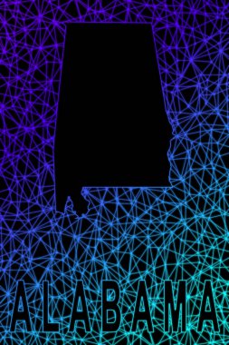 Alabama haritası, Çokgen ağ çizgisi haritası, modern renkli harita