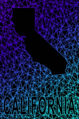 Kaliforniya haritası, Çokgen ağ çizgisi haritası, modern renkli harita