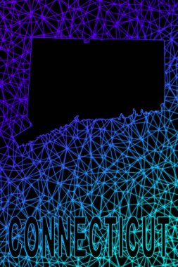 Connecticut haritası, Çokgen ağ çizgisi haritası, modern renkli harita