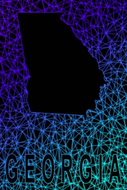 Gürcistan haritası, Çokgen ağ çizgisi haritası, modern renkli harita