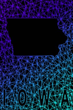 Iowa haritası, Çokgen ağ çizgisi haritası, modern renkli harita
