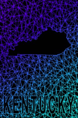 Kentucky haritası, Çokgen ağ çizgisi haritası, modern renkli harita