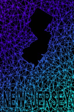 New Jersey haritası, Çokgen ağ çizgisi haritası, modern renkli harita