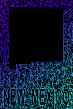 New Mexico haritası, Çokgen ağ hattı haritası, modern renkli harita