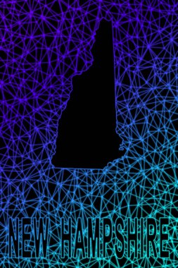 New Hampshire haritası, Çokgen ağ hattı haritası, modern renkli harita