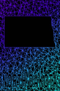 Kuzey Dakota haritası, Çokgen ağ çizgisi haritası, modern renkli harita