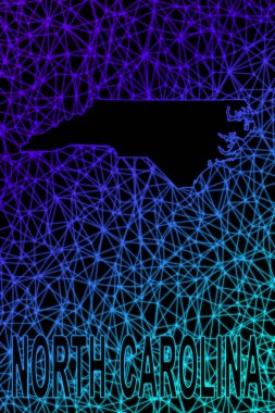 Kuzey Carolina haritası, Çokgen ağ çizgisi haritası, modern renkli harita