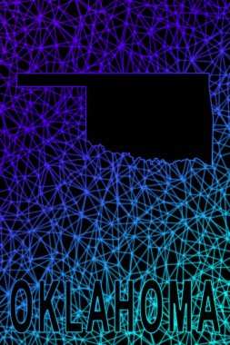 Oklahoma haritası, Çokgen ağ çizgisi haritası, modern renkli harita