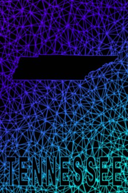 Tennessee haritası, Çokgen ağ çizgisi haritası, modern renkli harita