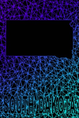 Güney Dakota haritası, Çokgen ağ çizgisi haritası, modern renkli harita