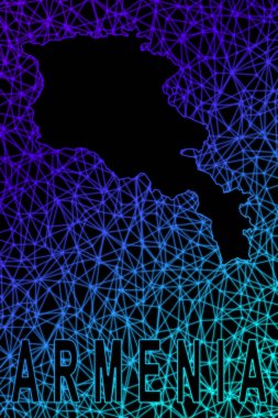 Ermenistan haritası, Çokgen ağ çizgisi haritası, modern renkli harita