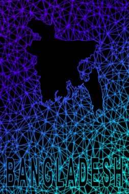 Bangladeş haritası, Çokgen ağ çizgisi haritası, modern renkli harita