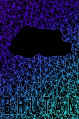 Bhutan haritası, Çokgen ağ çizgisi haritası, modern renkli harita