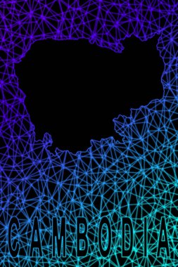 Kamboçya haritası, Çokgen ağ çizgisi haritası, modern renkli harita