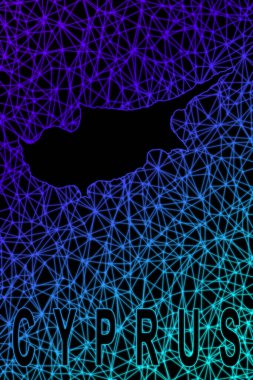 Kıbrıs haritası, Çokgen ağ çizgisi haritası, modern renkli harita