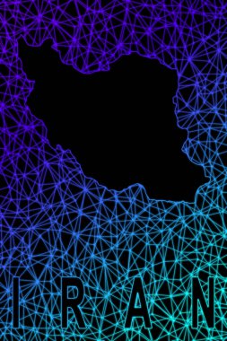 İran haritası, Çokgen ağ çizgisi haritası, modern renkli harita