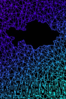 Kazakistan haritası, Çokgen ağ çizgisi haritası, modern renkli harita